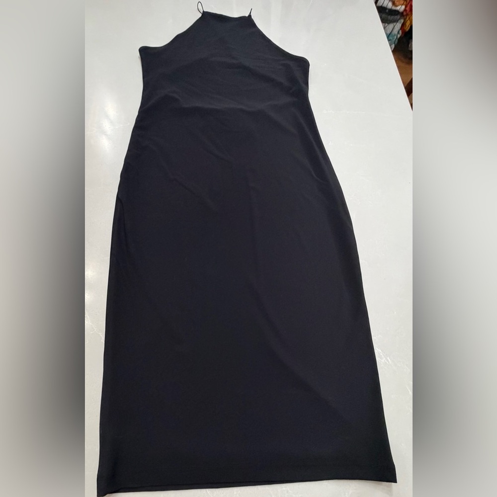 Alexander Wang Criss Cross Back Swim Jersey Strap Midi Dress L Black Retail $295